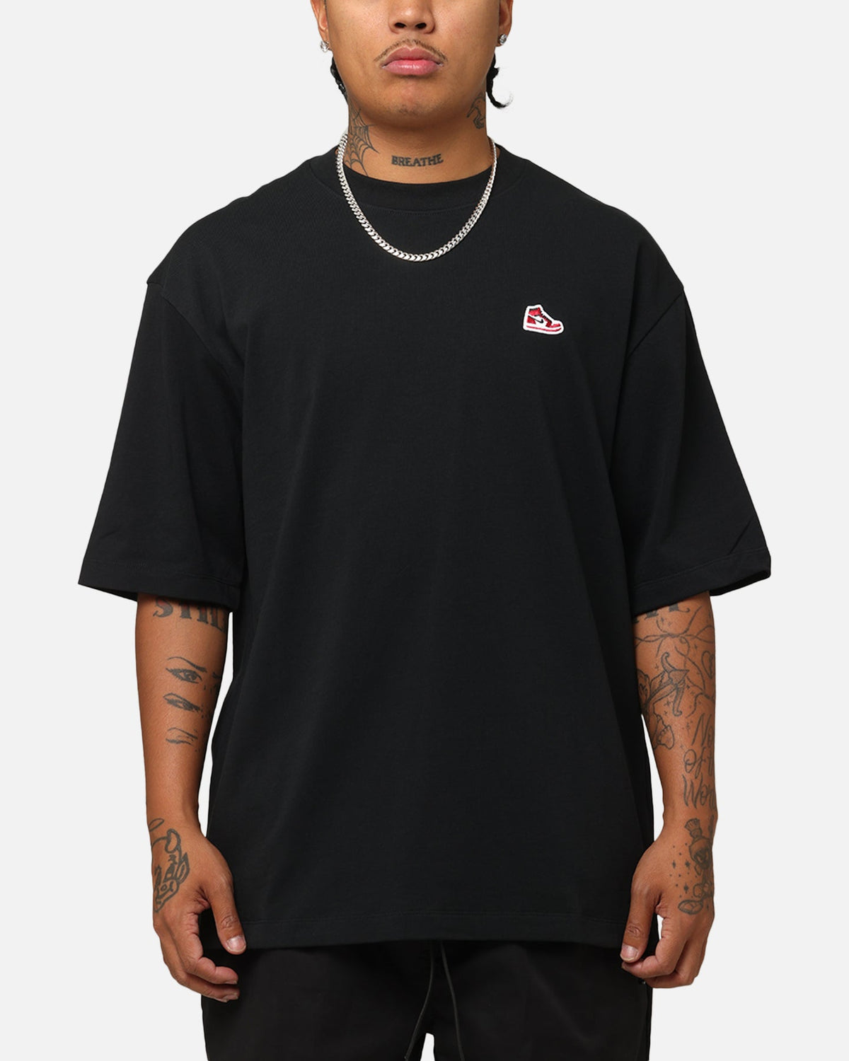 HOT Products Jordan Brand Sneaker Patch Crewneck T-Shirt Black/Varsity Red