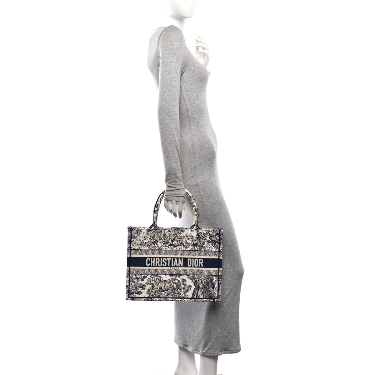 Canvas Embroidered Medium Dioriviera Toile De Jouy Book Tote Blue