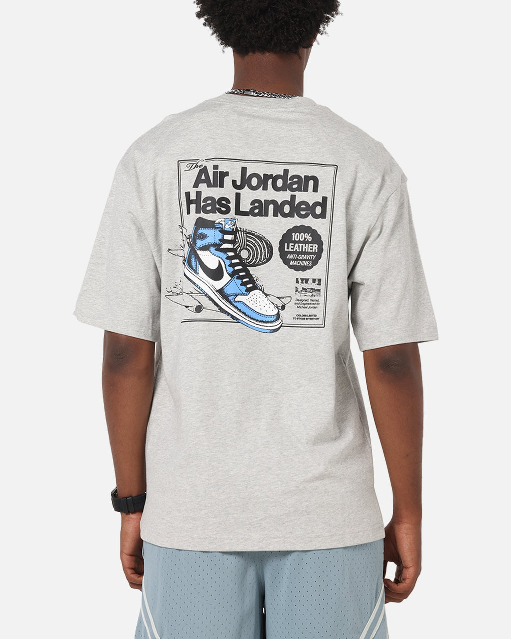 HOT Products Jordan AJ1 North Carolina T-Shirt Grey Heather/White
