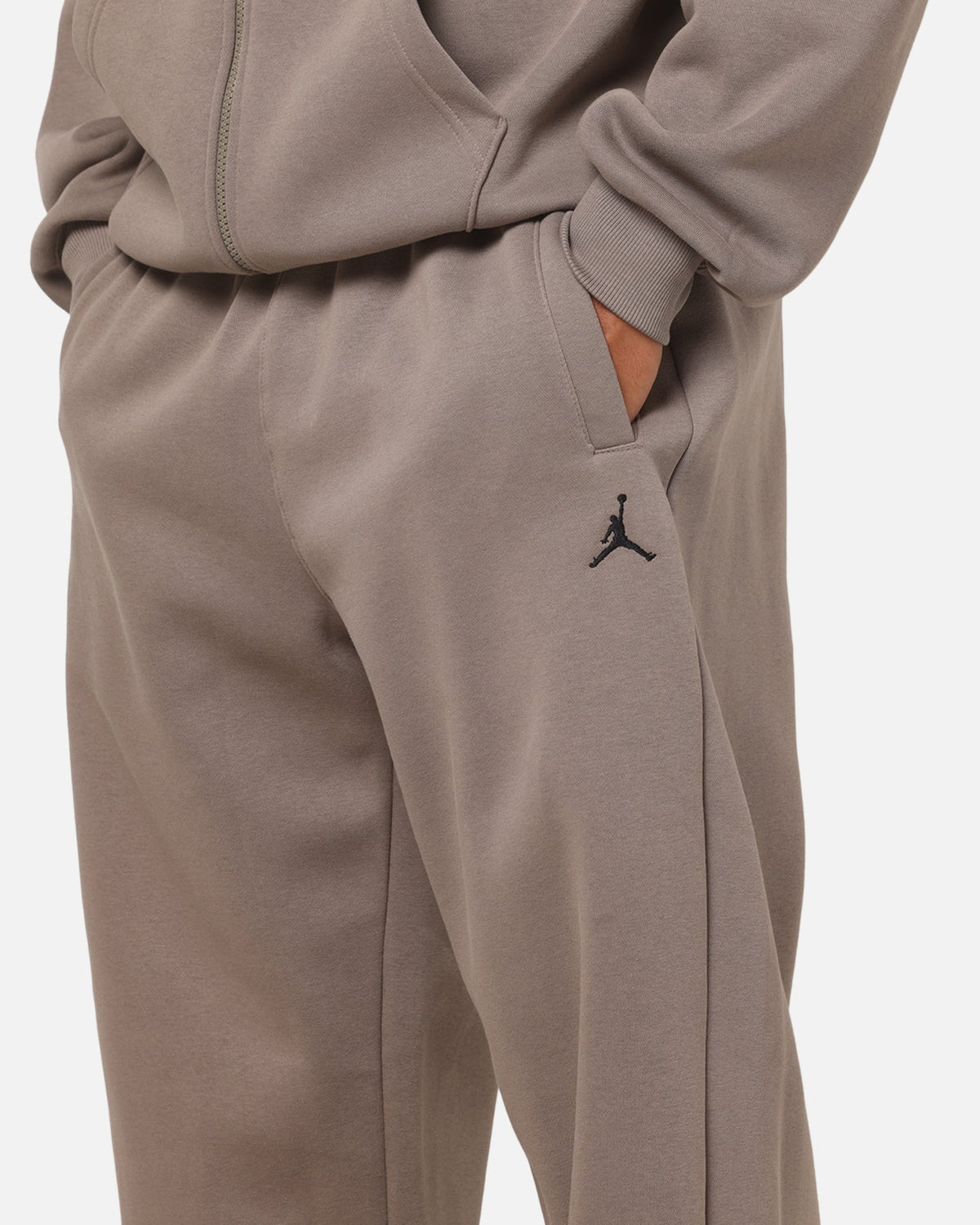 HOT Products Jordan Jumpman Brooklyn Fleece Oversized Open-Hem Pants Olive Grey/Black