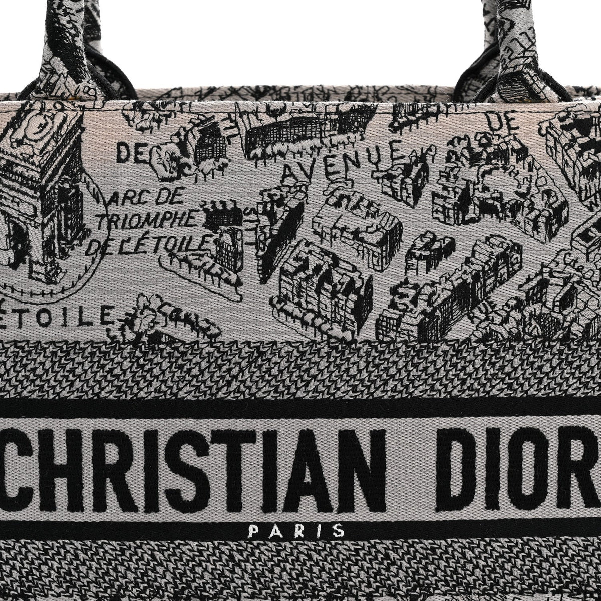 Canvas Embroidered Medium Plan De Paris Book Tote Grey Black