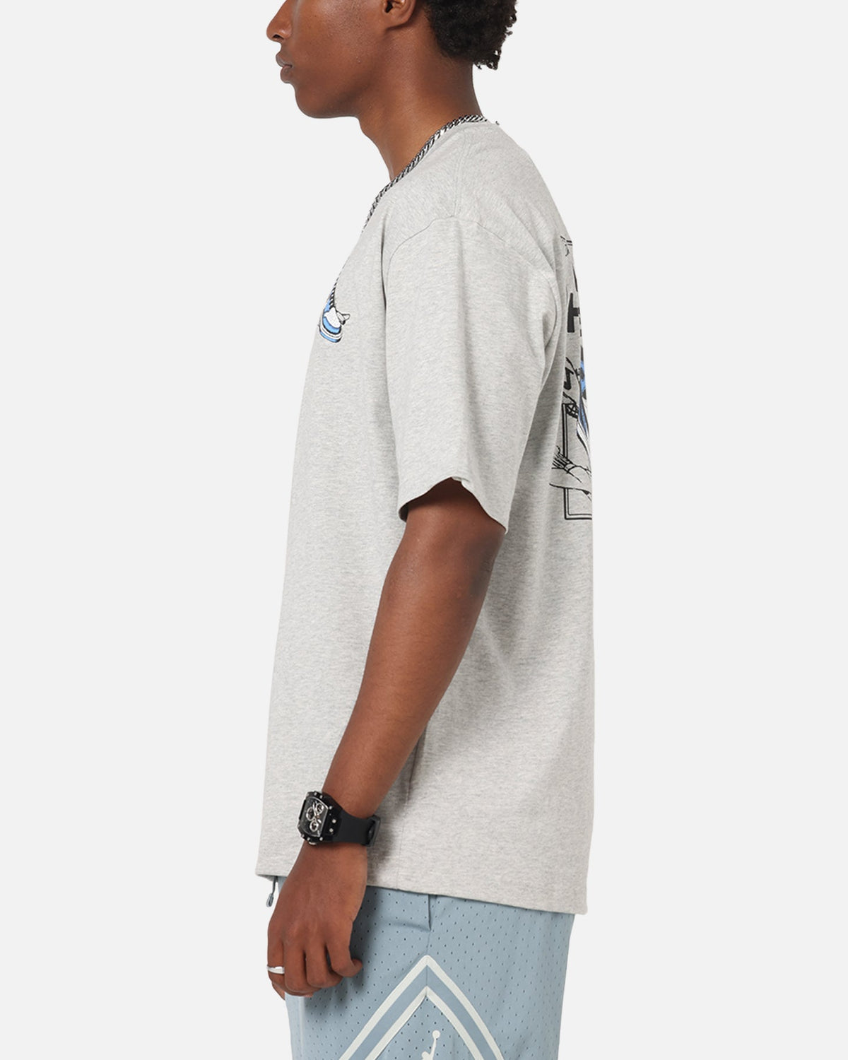 HOT Products Jordan AJ1 North Carolina T-Shirt Grey Heather/White