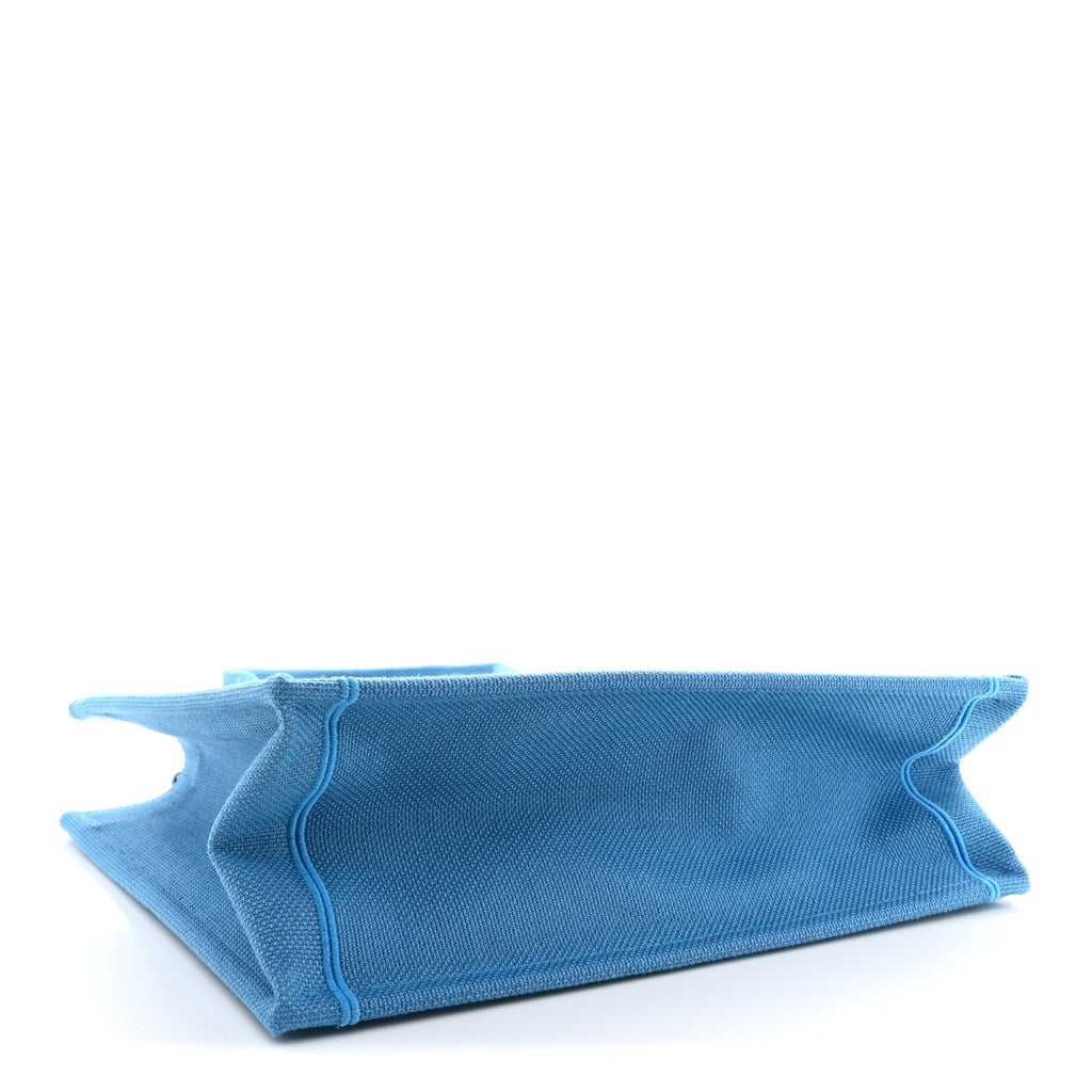 Cotton Toile De Jouy Oblique Embroidered Ulysses Dior Medium Book Tote With Strap Light Blue White