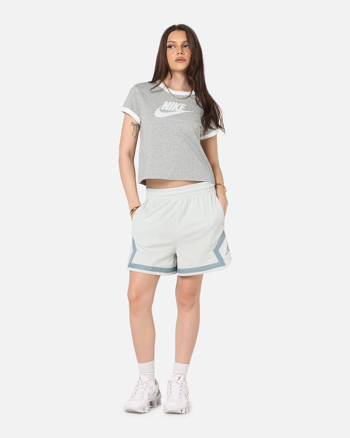 HOT Products Jordan Women's Dri-FIT 4" Diamond Shorts Light Silver