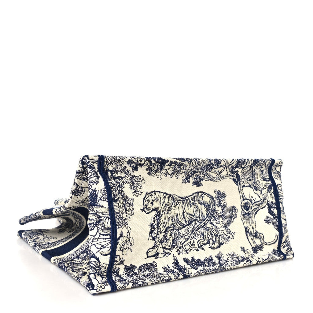 Canvas Embroidered Medium Dioriviera Toile De Jouy Book Tote Blue