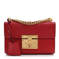 Guccissima Small Padlock Shoulder Bag Hibiscus Red