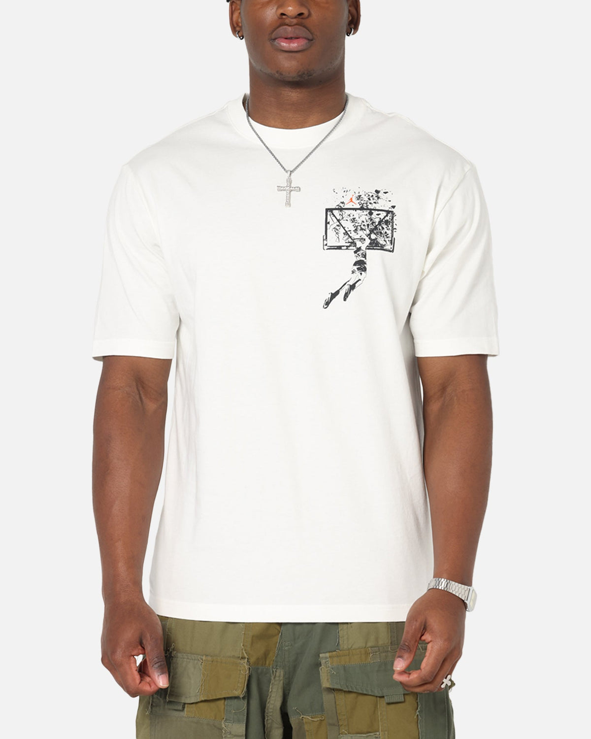 HOT Products Jordan Brooklyn Shattered Back Board Oversized Graphic T-Shirt Sail