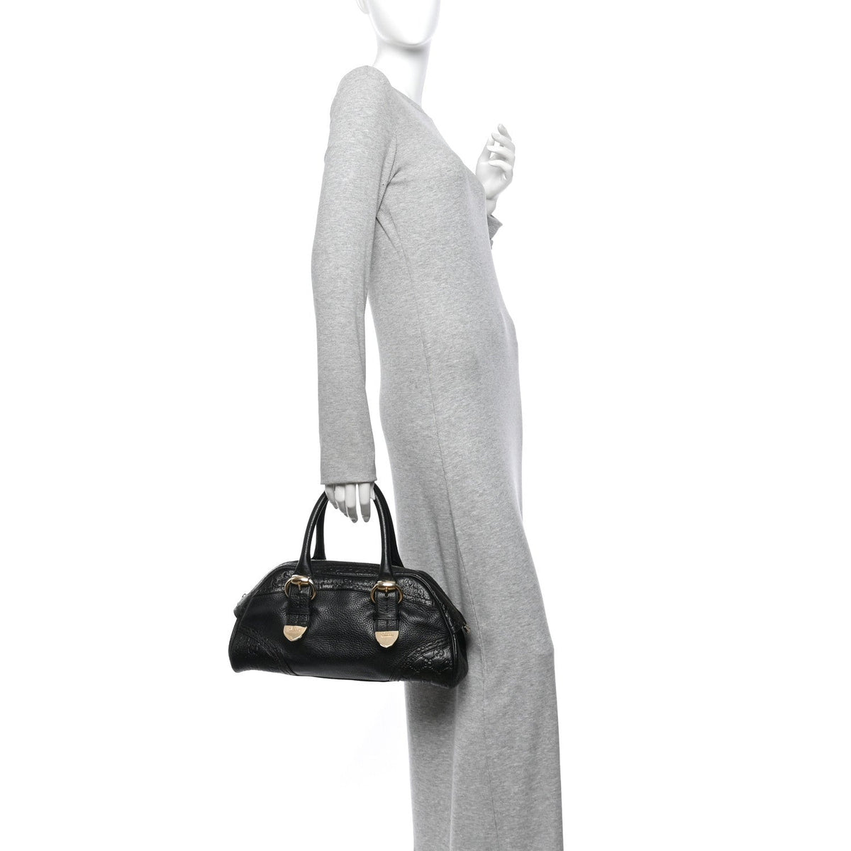 Calfskin Guccissima Signoria Bowler Bag Black