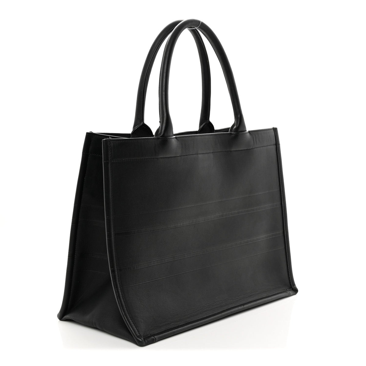 Calfskin Embossed Medium Book Tote Black