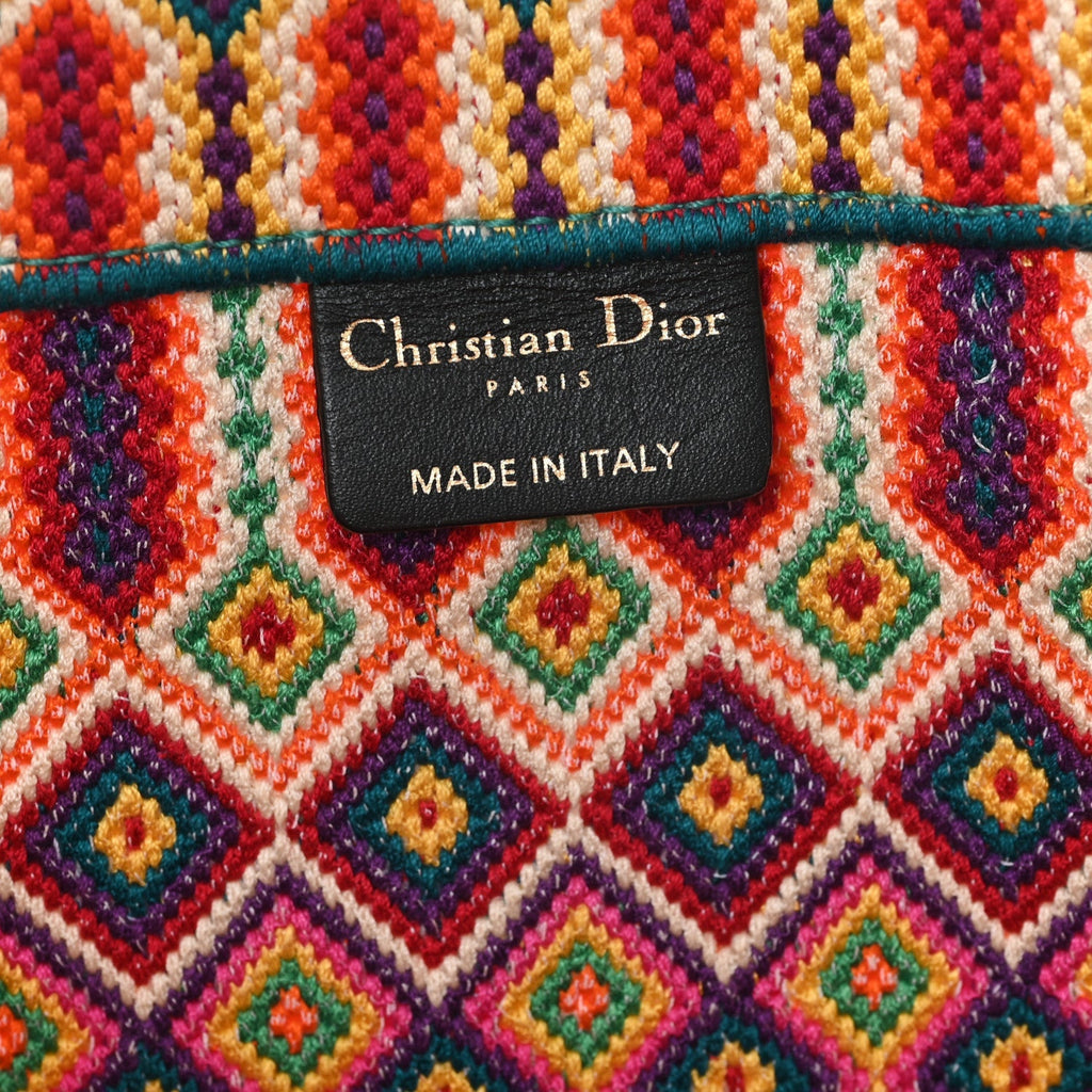 Canvas Embroidered Large Book Tote Orange Multicolor