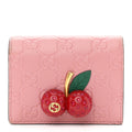 Guccissima Cherries Card Case Wallet Pink