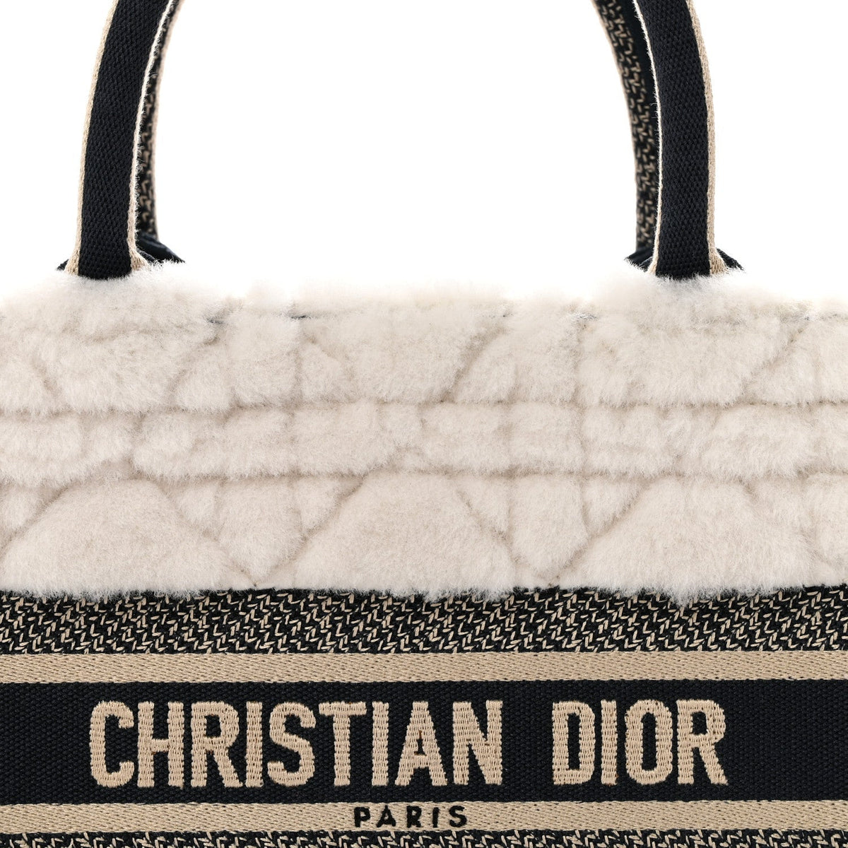 Shearling Cannage Small Book Tote Ecru Blue