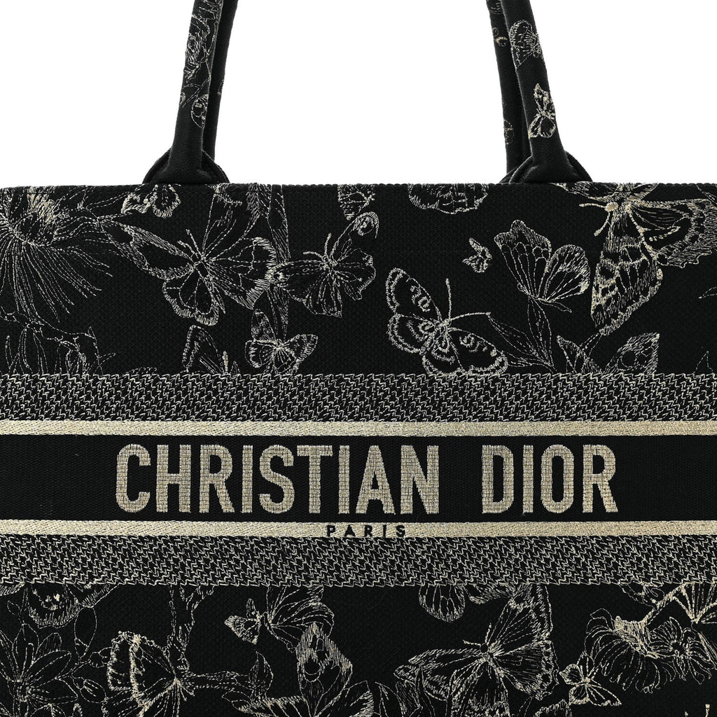 Canvas Embroidered Medium New York Butterfly Book Tote Black