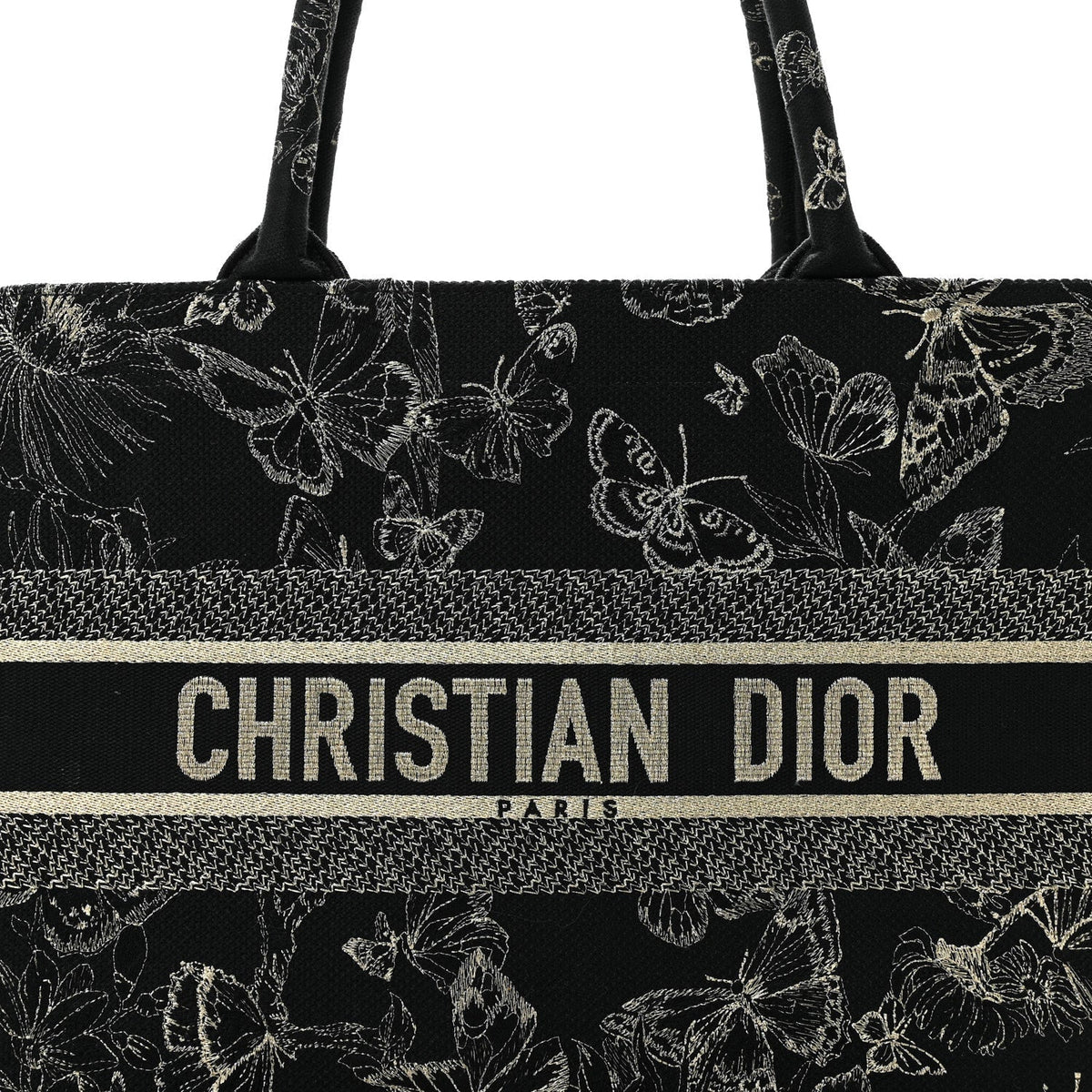 Canvas Embroidered Medium New York Butterfly Book Tote Black