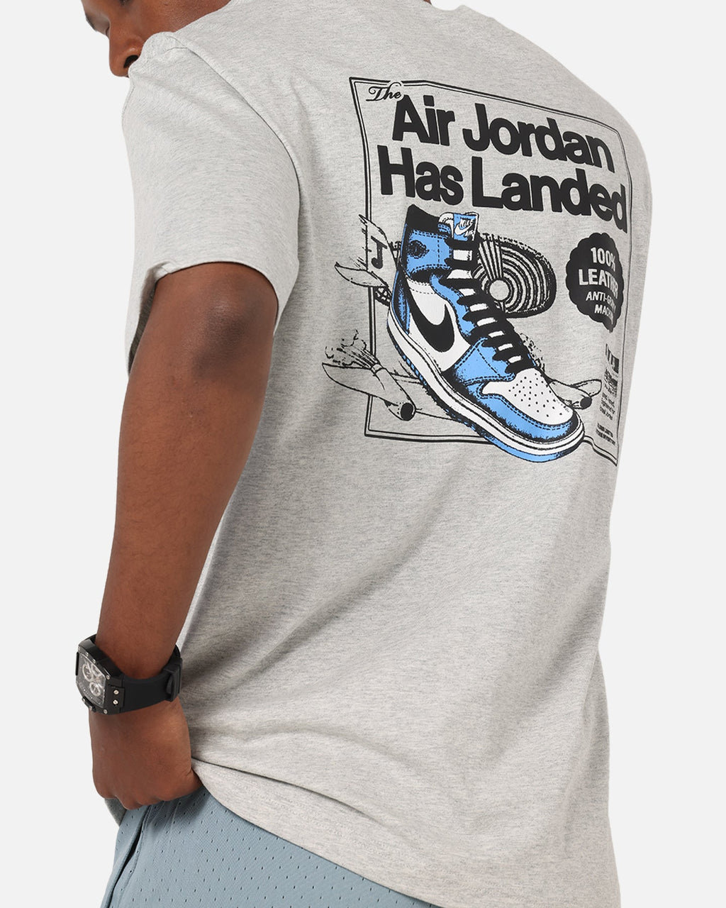 HOT Products Jordan AJ1 North Carolina T-Shirt Grey Heather/White
