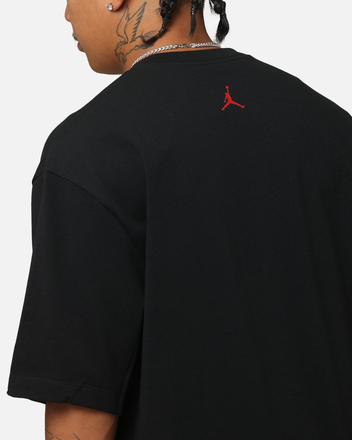 HOT Products Jordan Brand Sneaker Patch Crewneck T-Shirt Black/Varsity Red