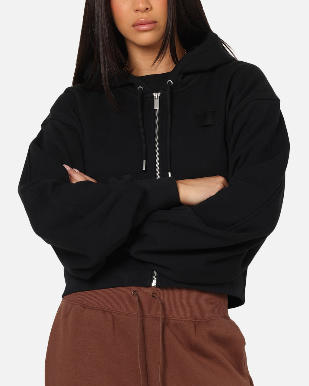 HOT Products Jordan Women's Flight Fleece Satin-Lined Hoodie Black/Dark Smoke