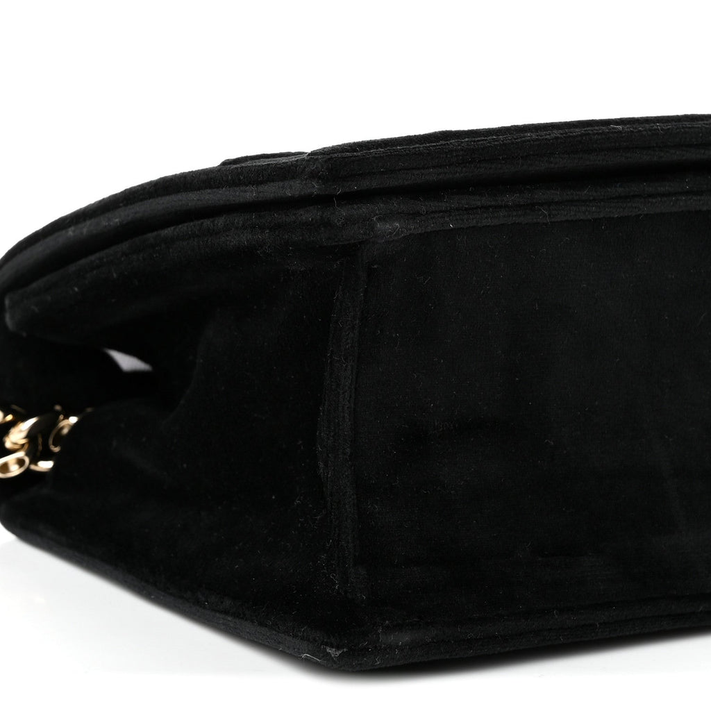 Velvet Small Diorama Flap Bag Black