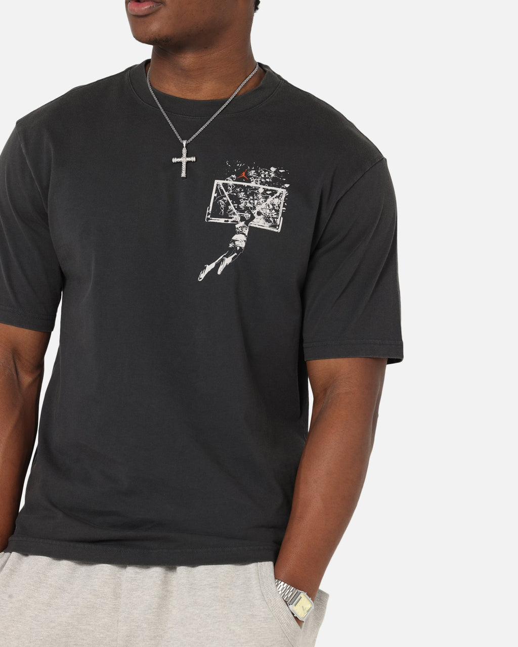HOT Products Jordan Brooklyn Shattered Back Board Oversized Graphic T-Shirt Off Noir/Sail