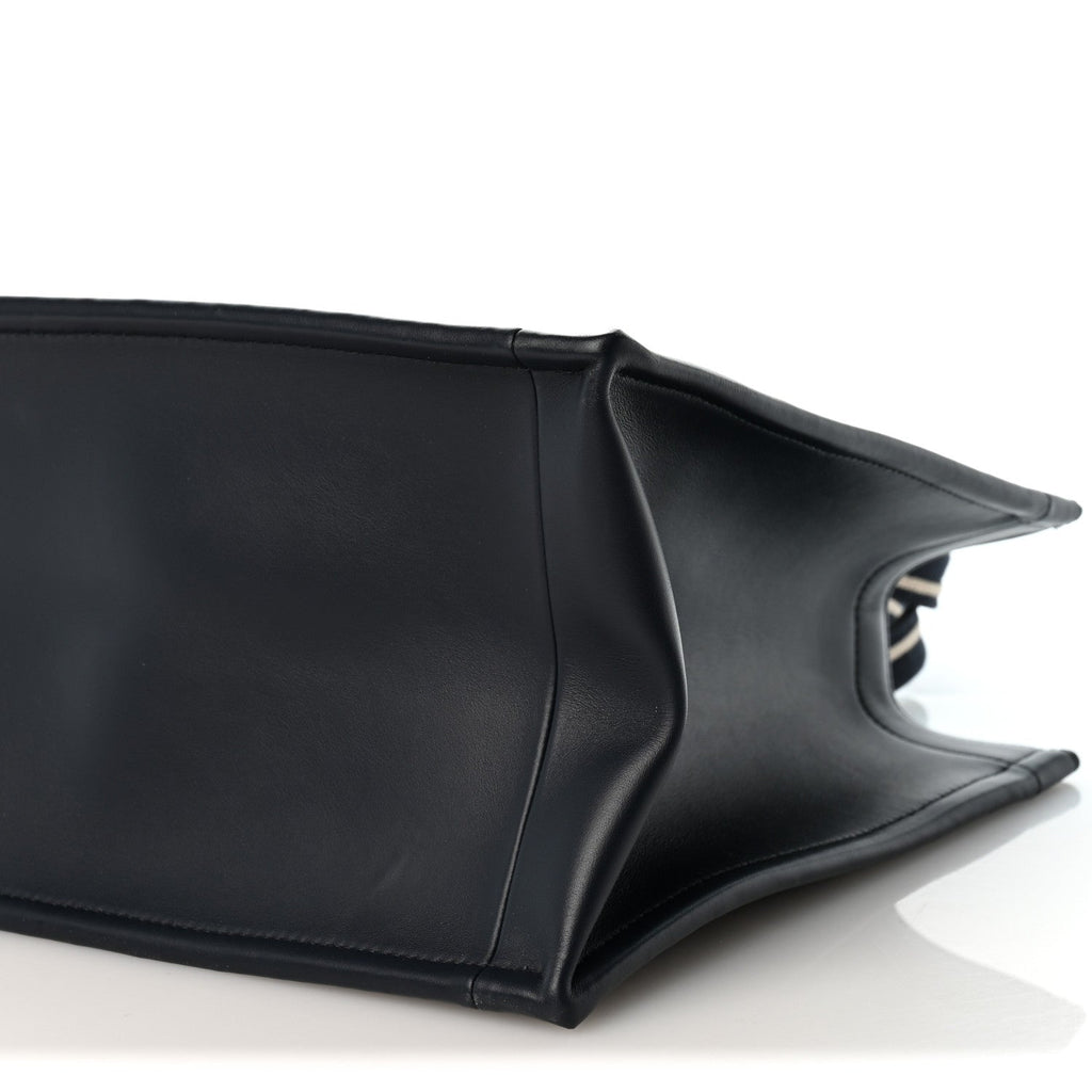 Oblique Calfskin Medium Book Tote With Strap Blue Multicolor