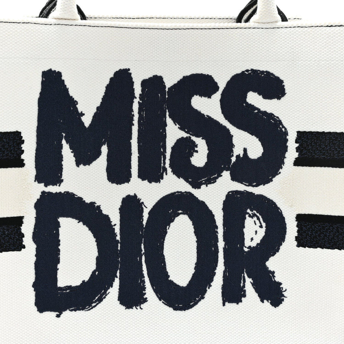 Canvas Embroidered Medium Miss Dior Graffiti Book Tote Navy White