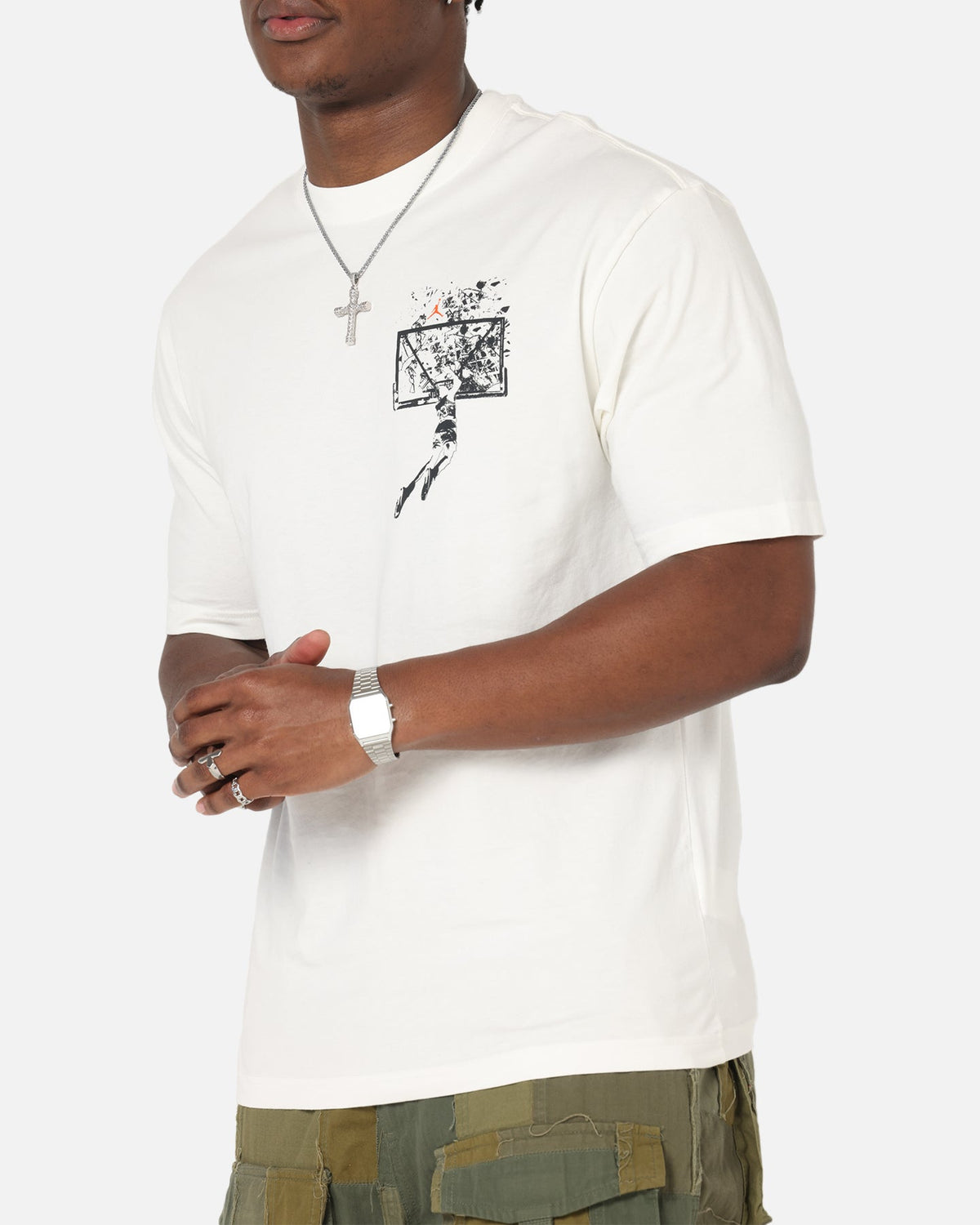 HOT Products Jordan Brooklyn Shattered Back Board Oversized Graphic T-Shirt Sail