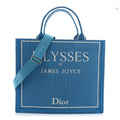 Cotton Toile De Jouy Oblique Embroidered Ulysses Dior Medium Book Tote With Strap Light Blue White