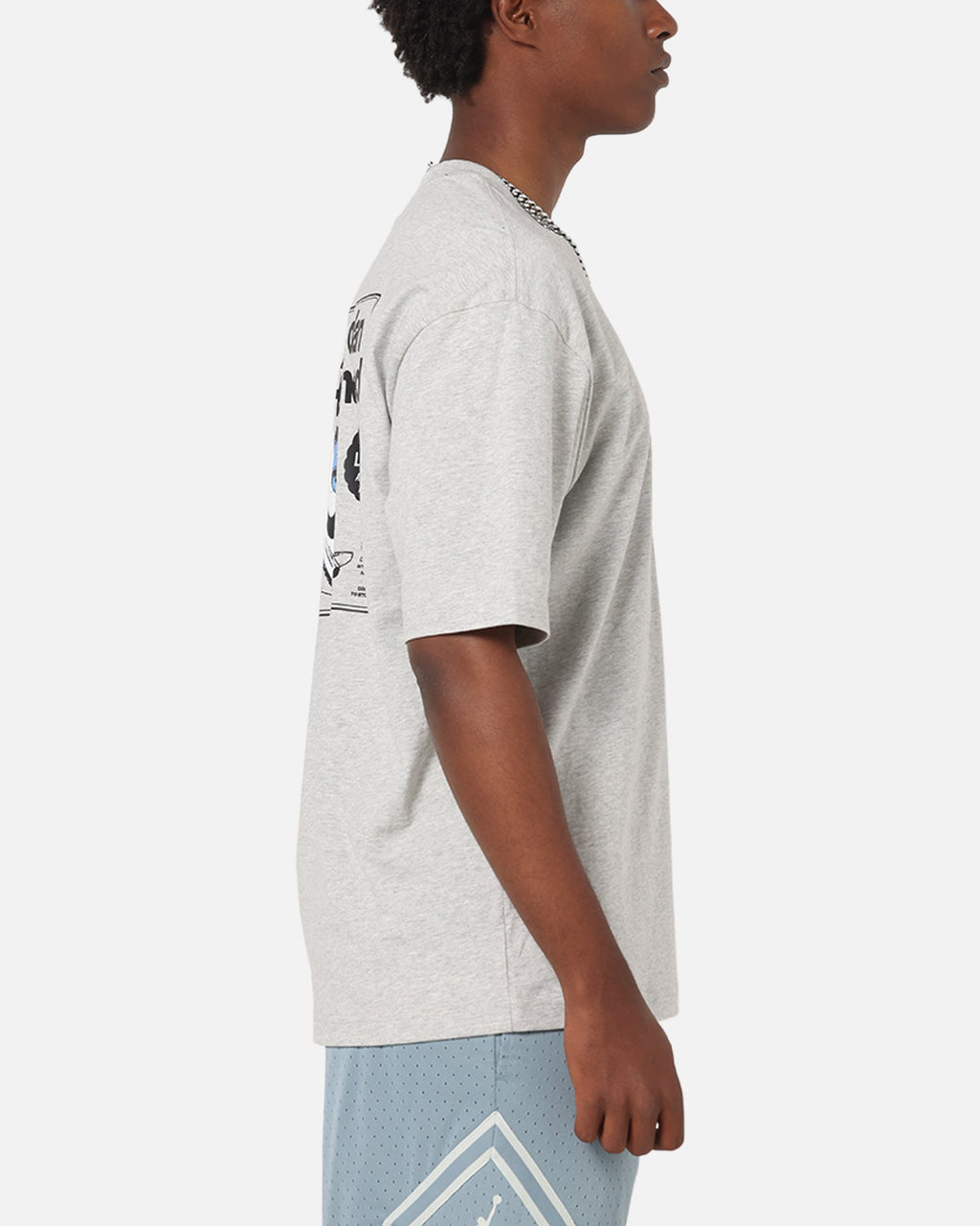 HOT Products Jordan AJ1 North Carolina T-Shirt Grey Heather/White