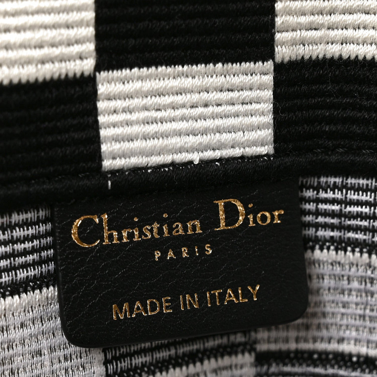 Canvas Embroidered Checkered Book Tote Black White
