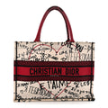 Canvas Embroidered Medium Dioramour Graffiti Book Tote Latte Multicolor