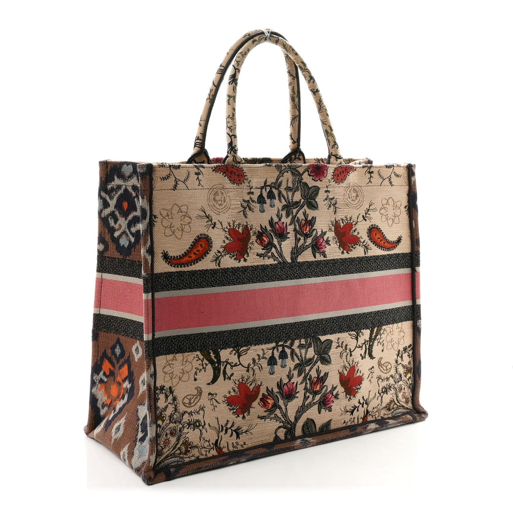 Canvas Embroidered Large Broderie Dior Flowers Book Tote Multicolor