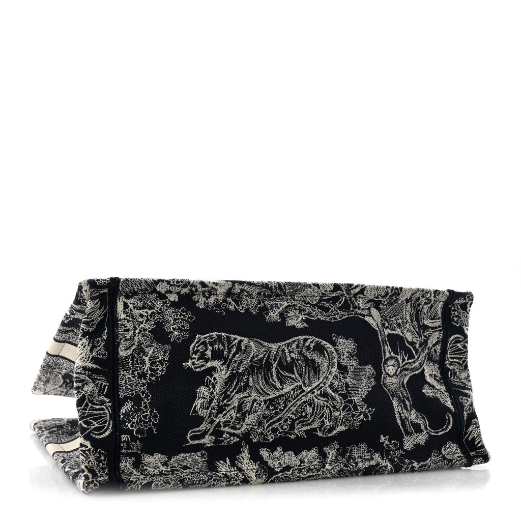 Canvas Embroidered Medium Toile De Jouy Reverse Book Tote Blue