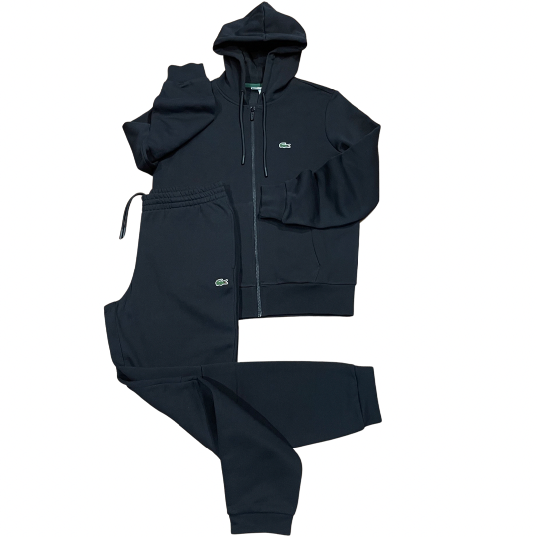 New Arrival LACOSTE FUll ZIP HOODED CLASSIC SWEATSUIT Men -BLACK