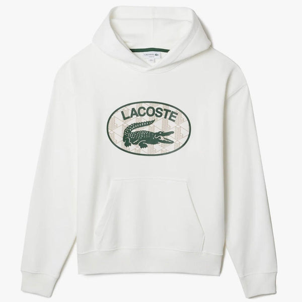 New Arrival LACOSTE LOOSE-FIT OVERSIZED LOGO HOODED FLEECE SWEATSHIRT -Men- WHITE
