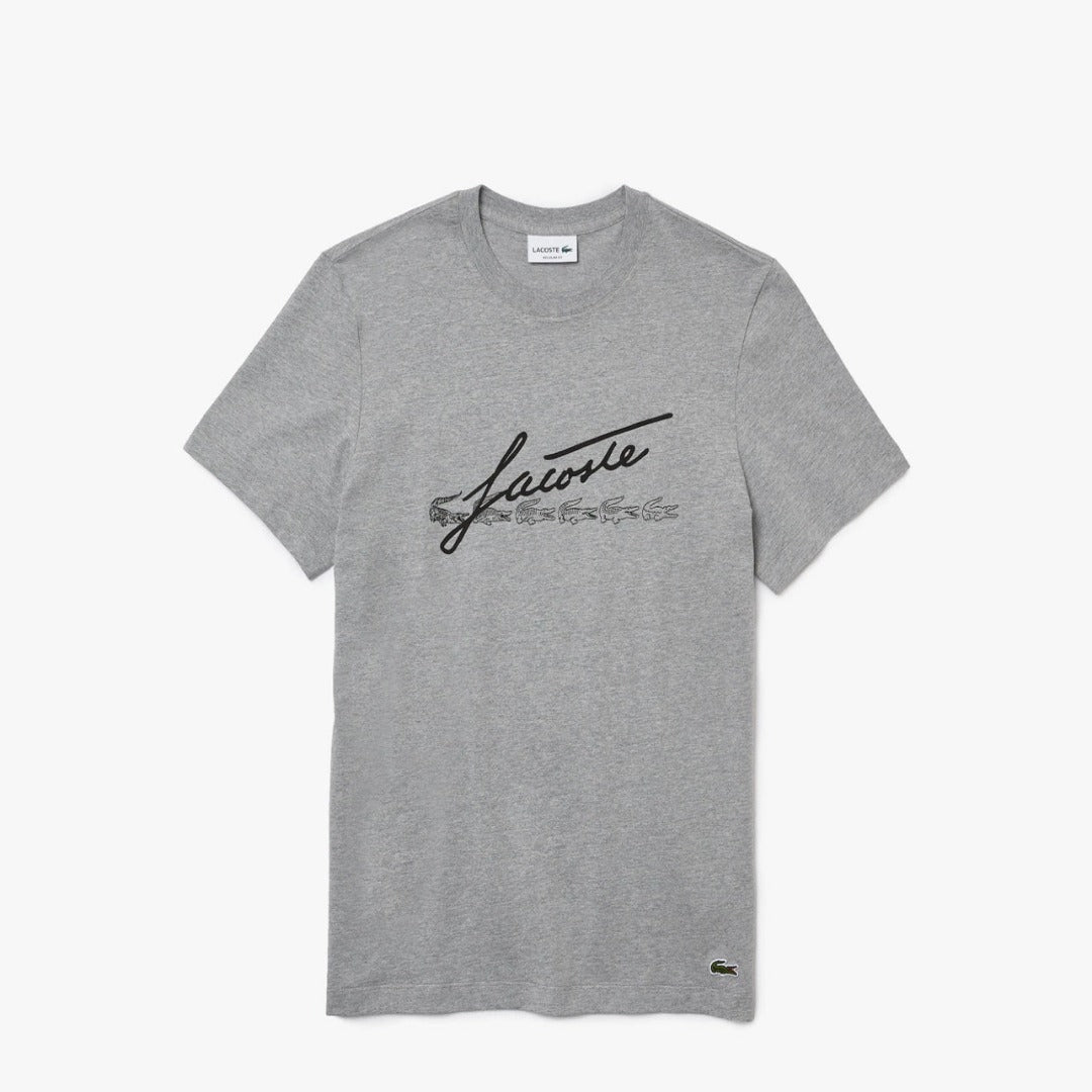 New Arrival LACOSTE SIGNATURE PRINT  CREW NECK T-SHIRT Men - GREY CHINE