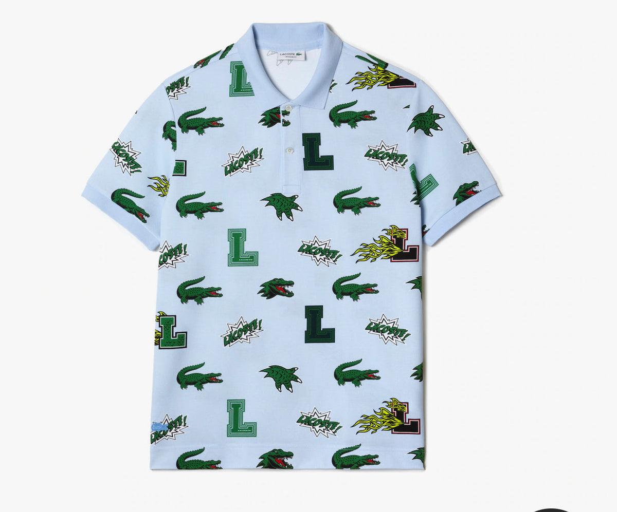 New Arrival LACOSTE - HOLIDAY REGULAR FIT CROCODILE PRINT  SHIRTS Men - BLUE /WHITE
