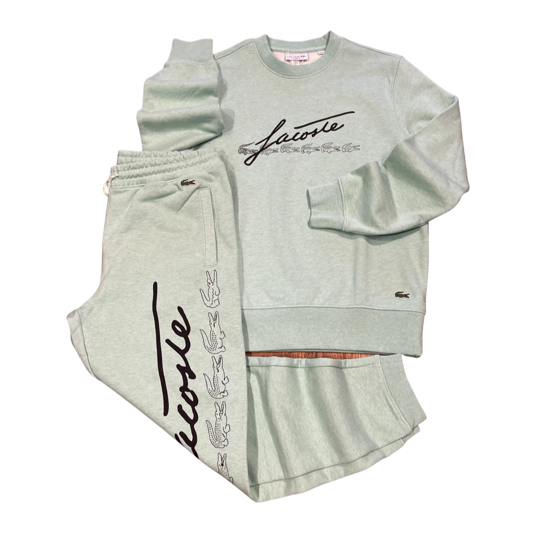 New Arrival LACOSTE CREW NECK SWEATSUIT Men - GREEN -HCV