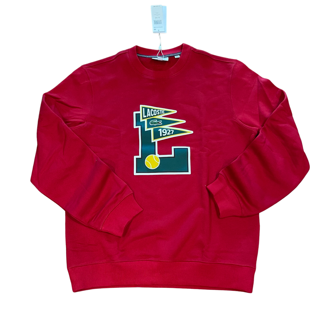 New Arrival LACOSTE L BADGE CREWNECK SWEATSHIRT -Men BURGUNDY RED