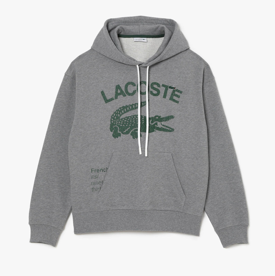 New Arrival LACOSTE LOOSE-FIT OVERSIZED LOGO HOODED FLEECE SWEATSHIRT -Men- GREY CHINE-YRD