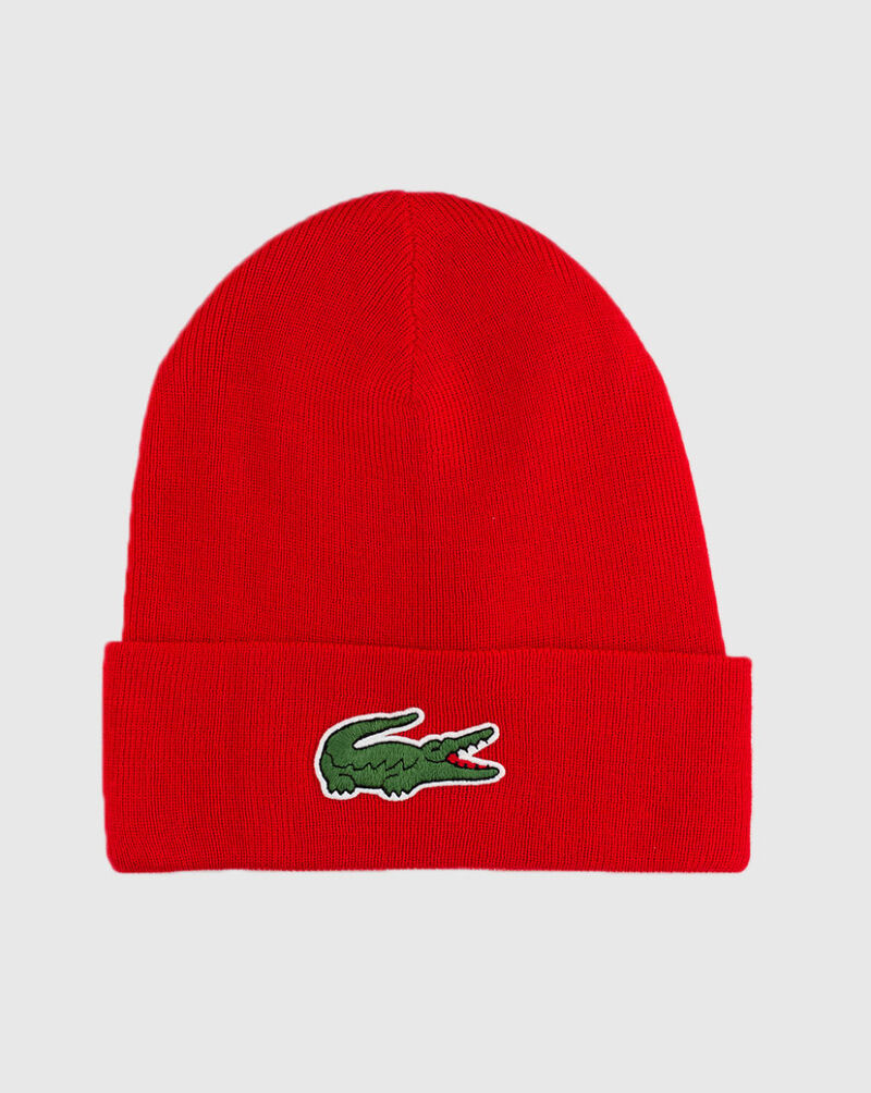 New Arrival LACOSTE BIG GATOR BEANIE-RED