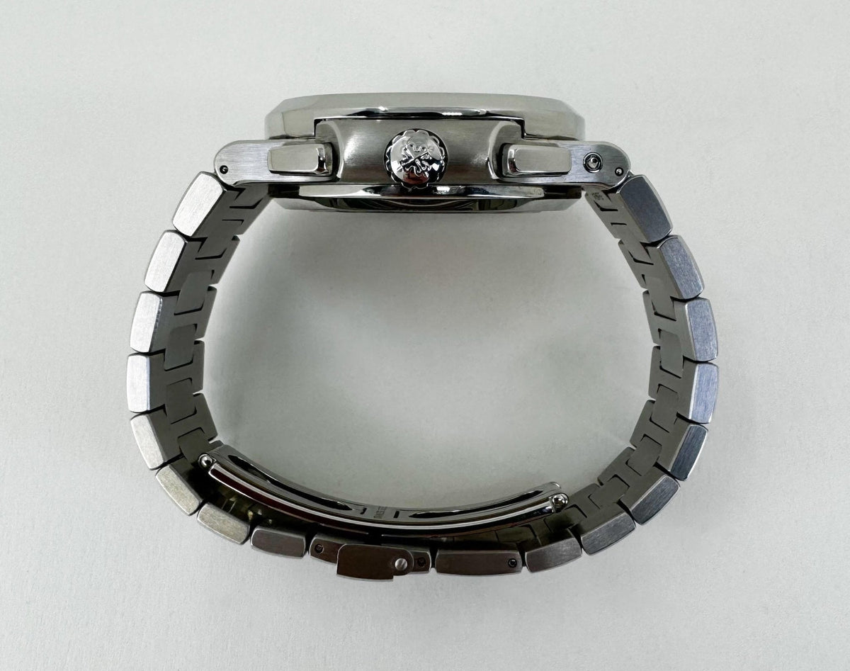 Patek Philippe 40.5mm Nautilus Travel Time Chronograph Watch Black Dial 5990/1A