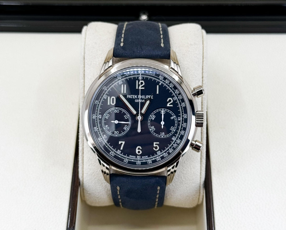 Patek Philippe 41mm Complication Watch - Blue Dial - Blue Calfskin Strap - 5172G-001