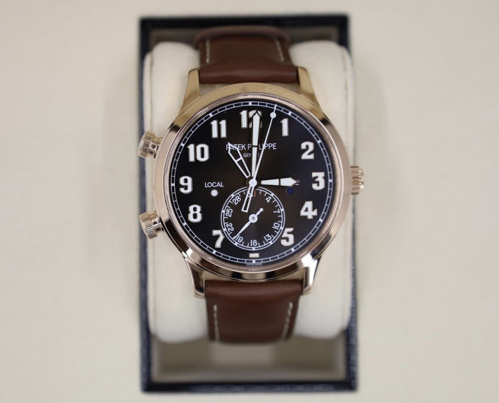 Patek Philippe 42mm Complications Calatrava Pilot Travel Time - 42mm - Rose Gold - Brown Sunburst Dial Brown Dial 5524R