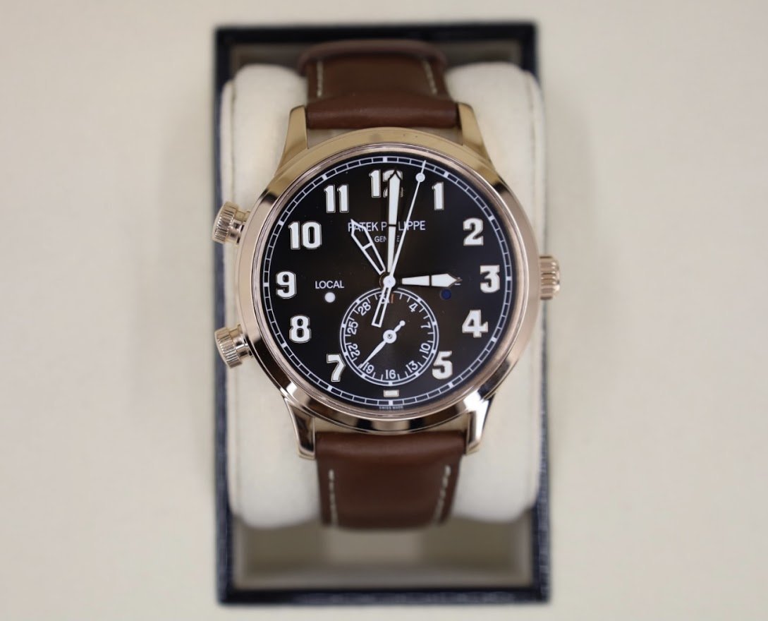 Patek Philippe 42mm Complications Calatrava Pilot Travel Time - 42mm - Rose Gold - Brown Sunburst Dial Brown Dial 5524R