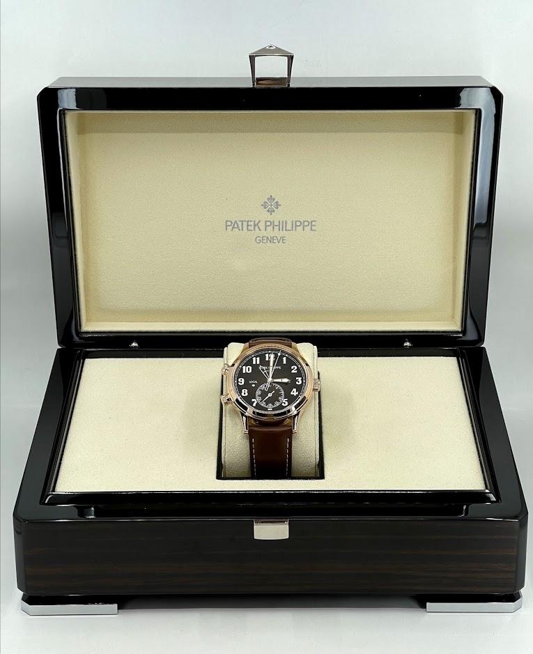 Patek Philippe 42mm Complications Calatrava Pilot Travel Time - 42mm - Rose Gold - Brown Sunburst Dial Brown Dial 5524R