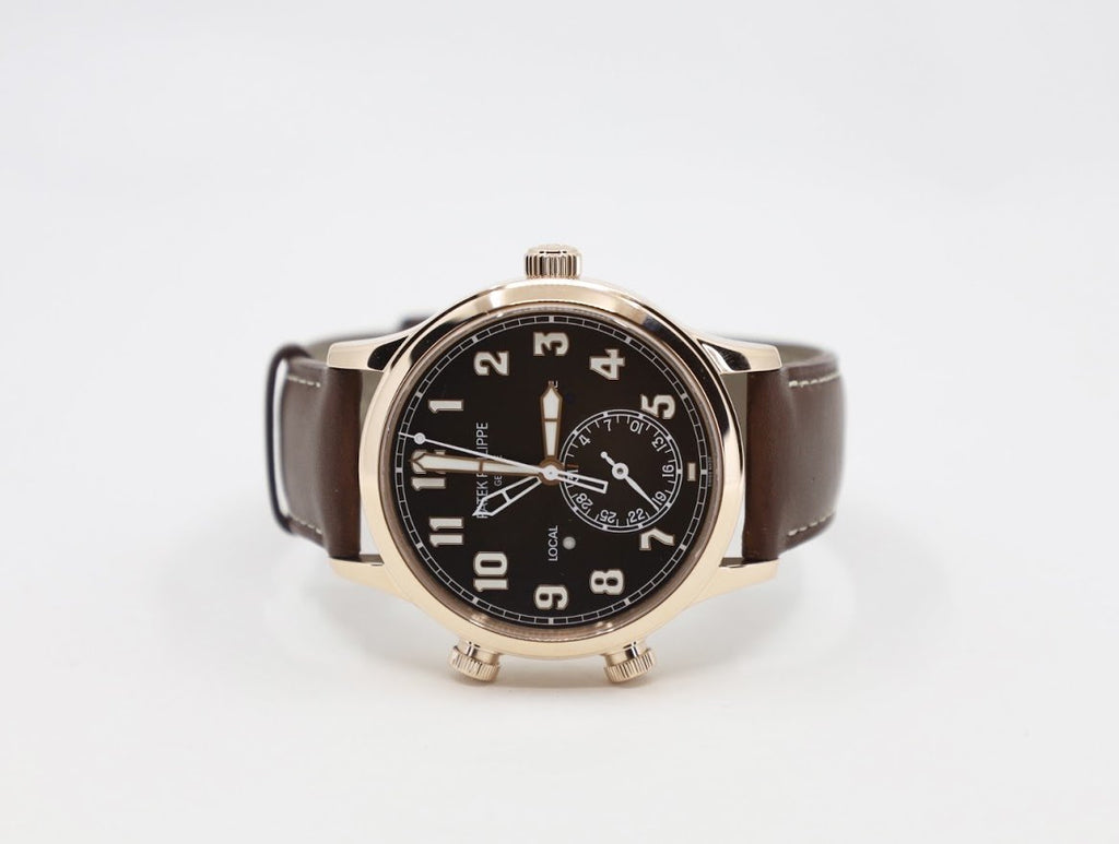 Patek Philippe 42mm Complications Calatrava Pilot Travel Time - 42mm - Rose Gold - Brown Sunburst Dial Brown Dial 5524R