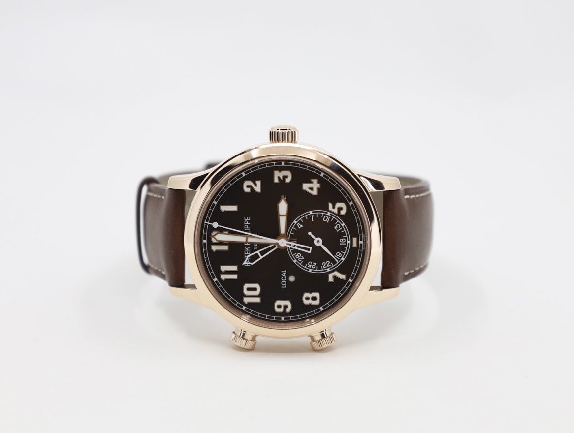 Patek Philippe 42mm Complications Calatrava Pilot Travel Time - 42mm - Rose Gold - Brown Sunburst Dial Brown Dial 5524R