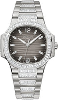 Patek Philippe Nautilus Ladies 33.6mm Charcoal Diamond White Gold Diamond Set Date | 7014/1G-001