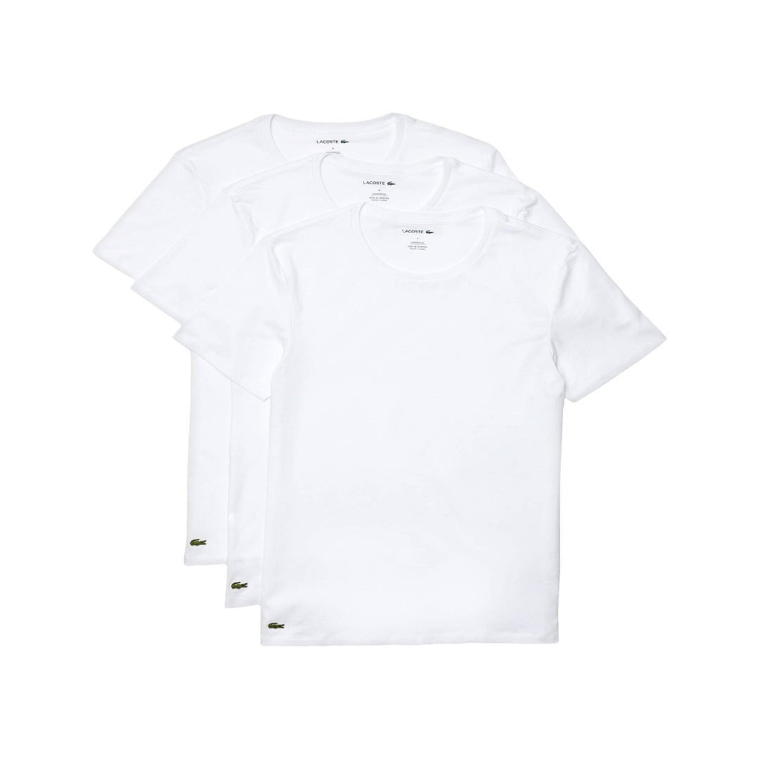 New Arrival LACOSTE  CREW NECK SLIM FIT T-Shirt 3 PACK Men - WHITE