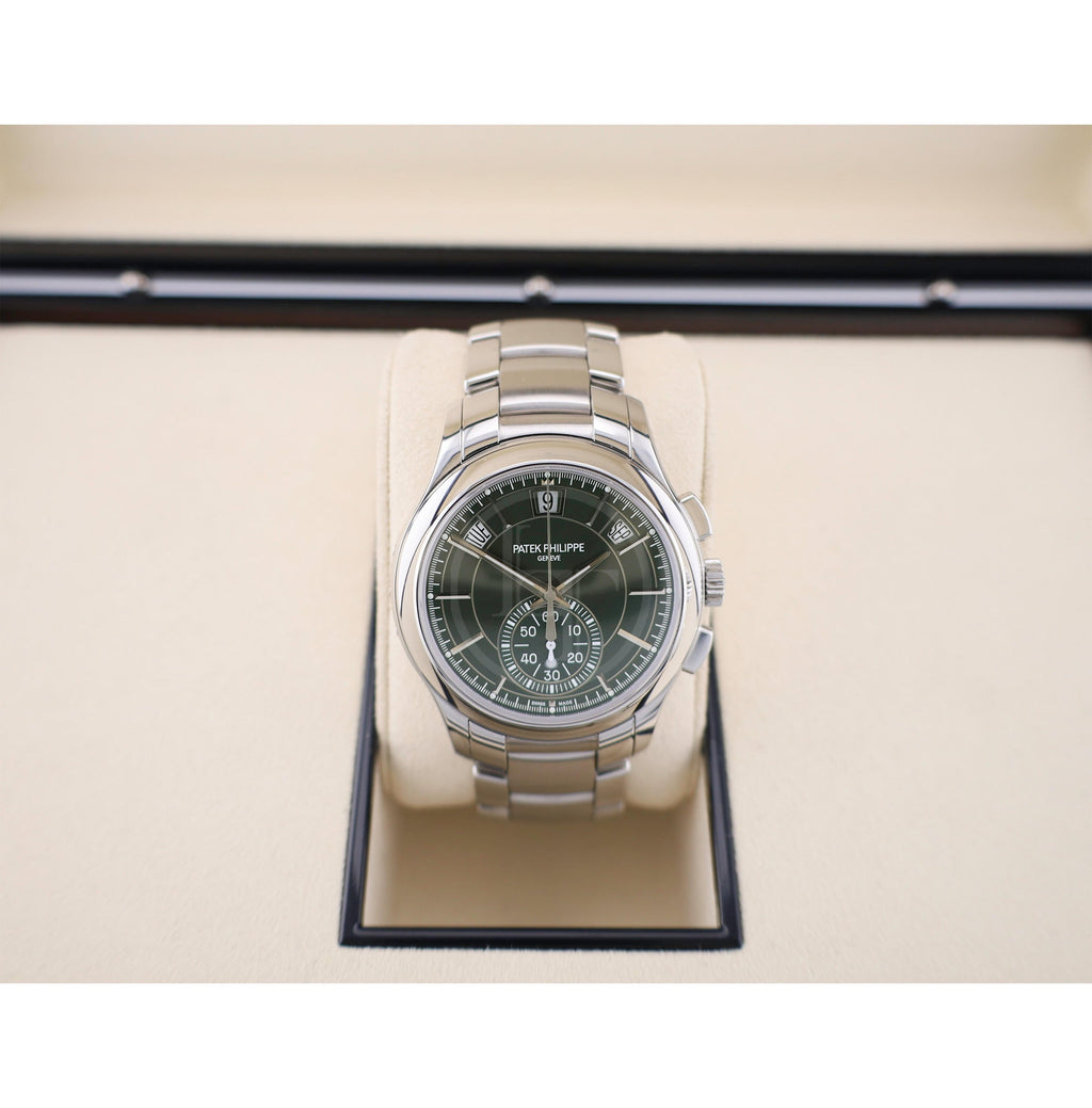 Patek Philippe Complications Flyback Chronograph Annual Calendar Stainless Steel Olive Green Dial | 5905/1A-001